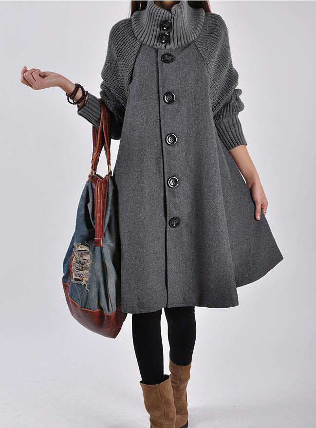 Winter Plus Size Women's Mid-length Loose Wool Overcoat