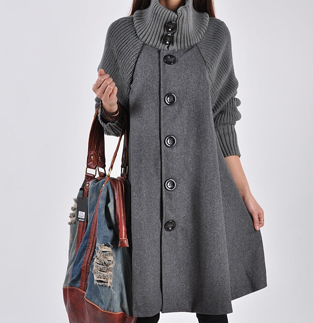 Winter Plus Size Women's Mid-length Loose Wool Overcoat