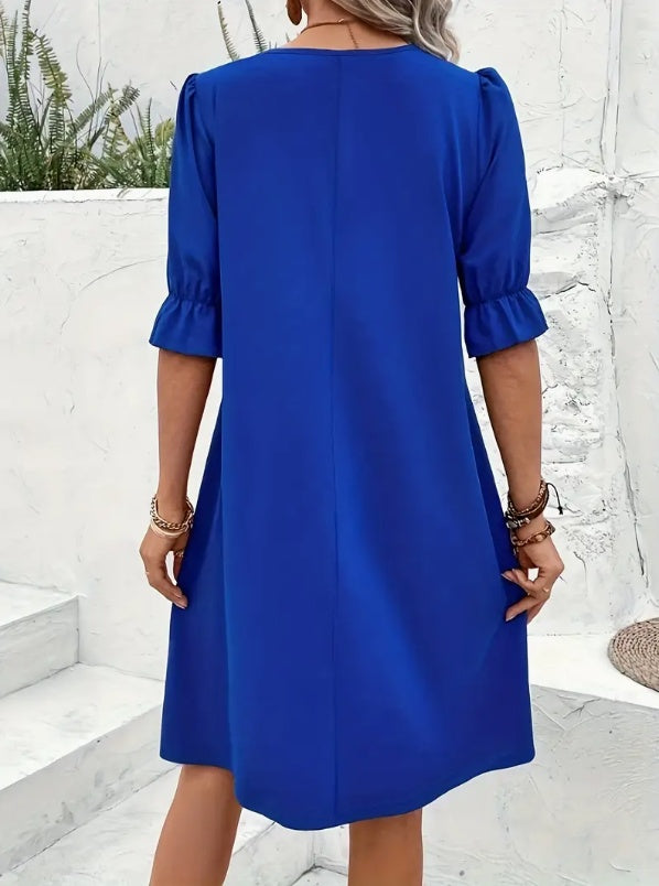 Elegant Color Short Sleeve Dress For Spring Summer Women's Clothing